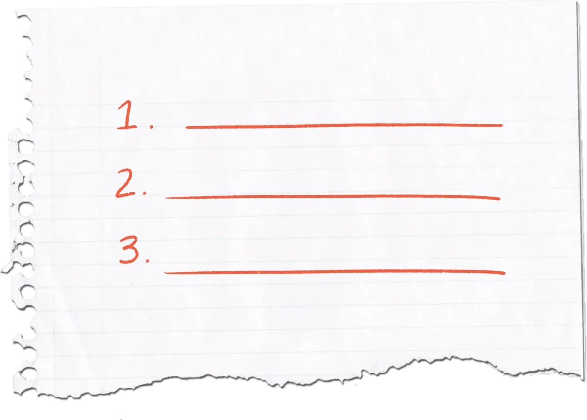 handwritten list