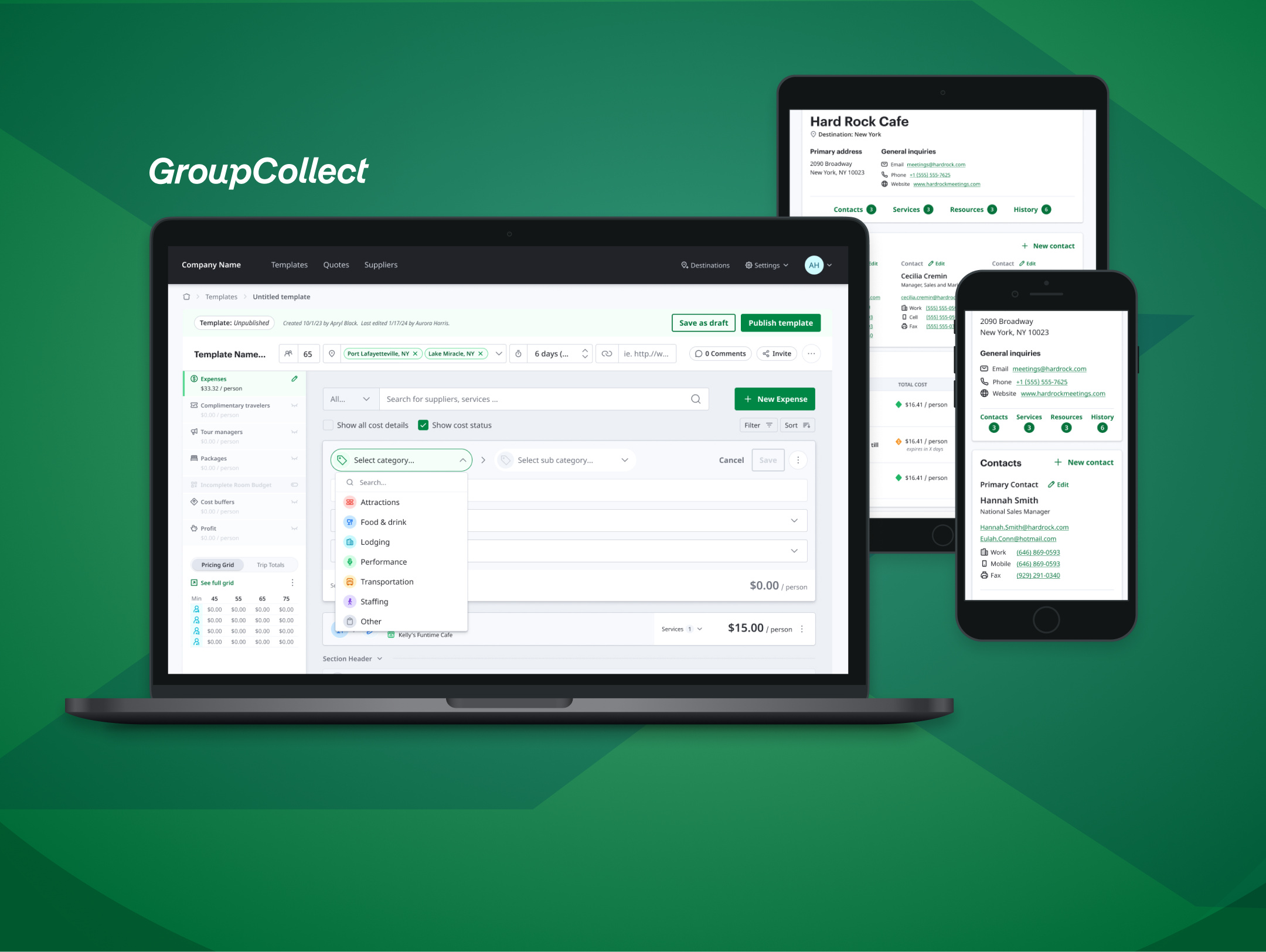 GroupCollect Quotes' supplier page design