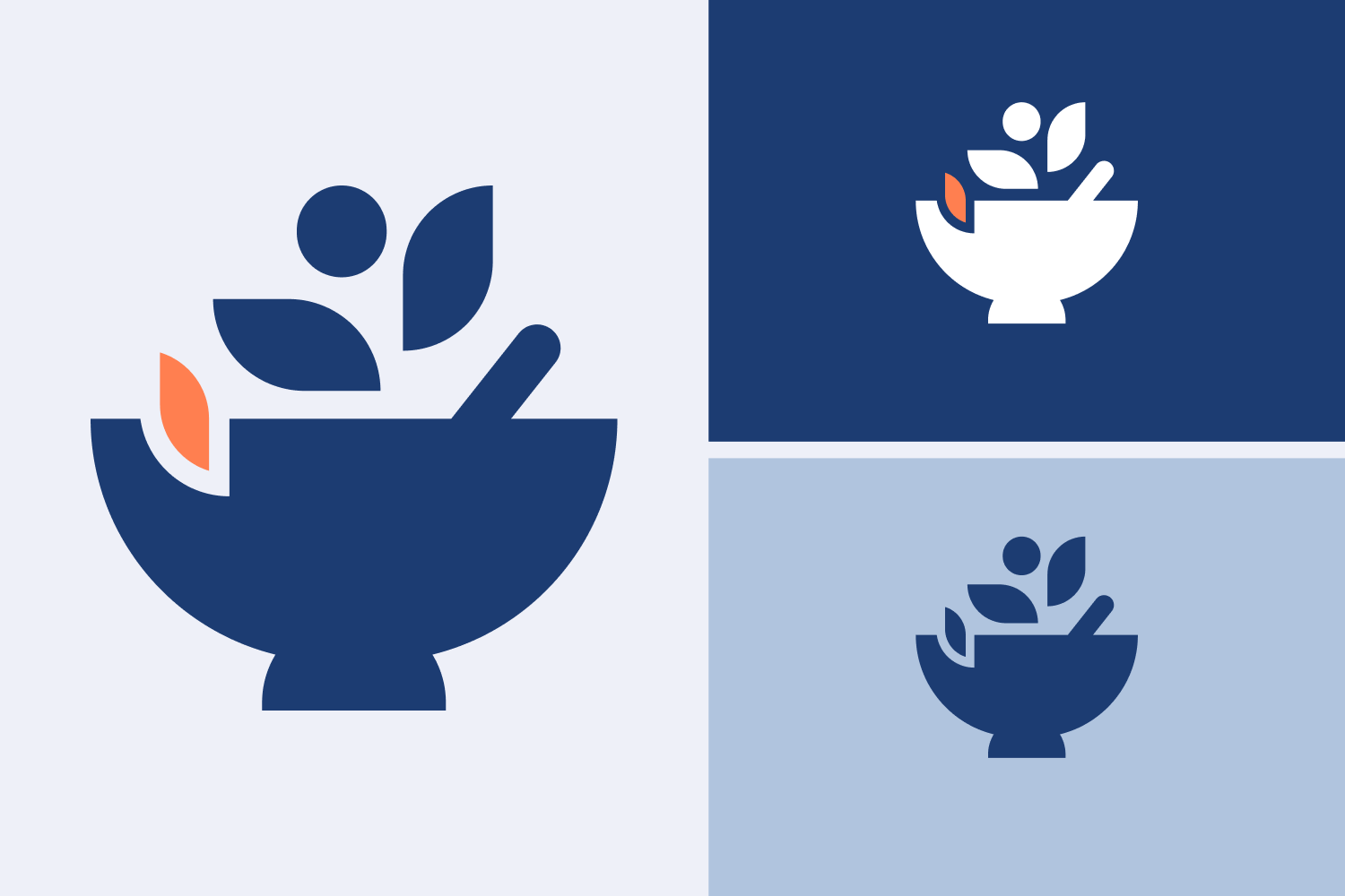 The final logo with three color choices