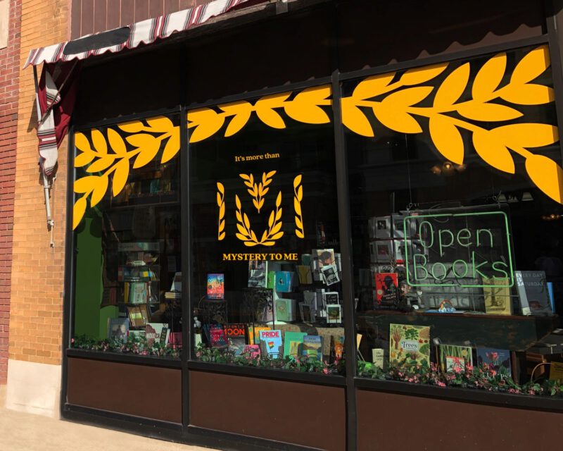 Mystery to me branding on store front
