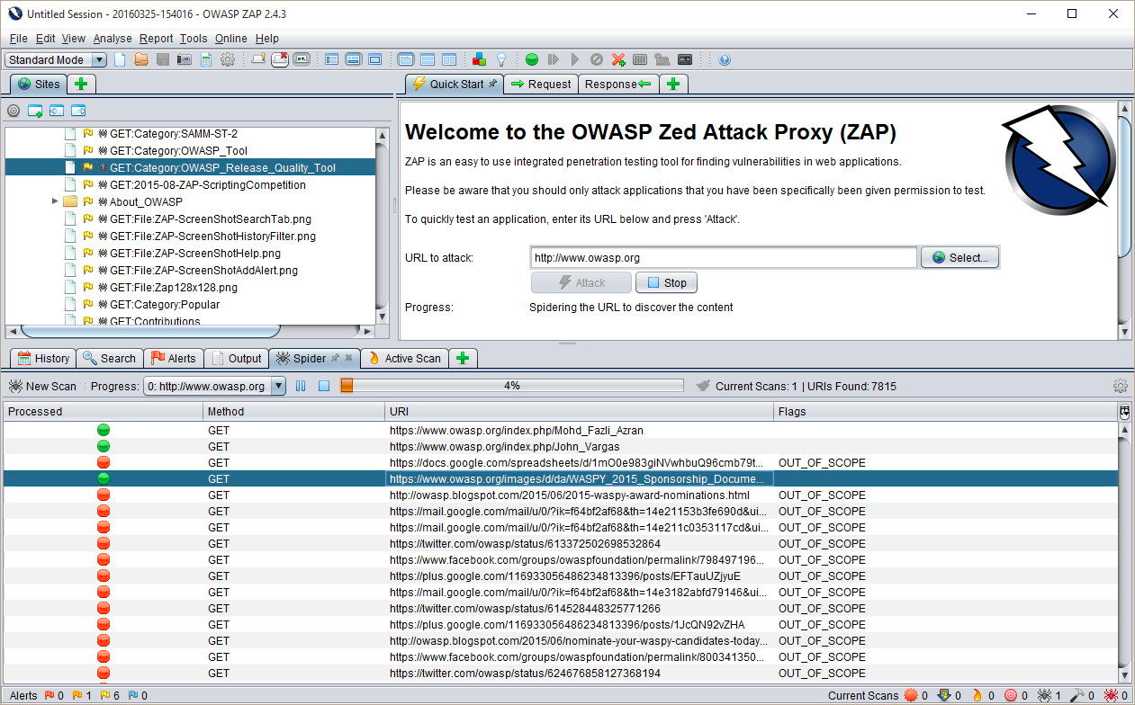 image of owasp software interface