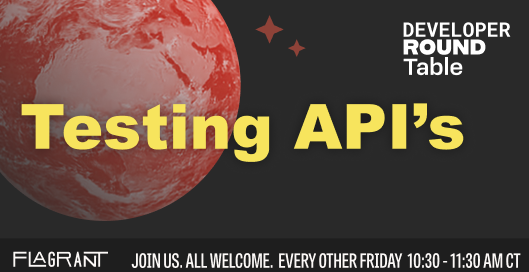Image of developer roundtable, titled Testing API's