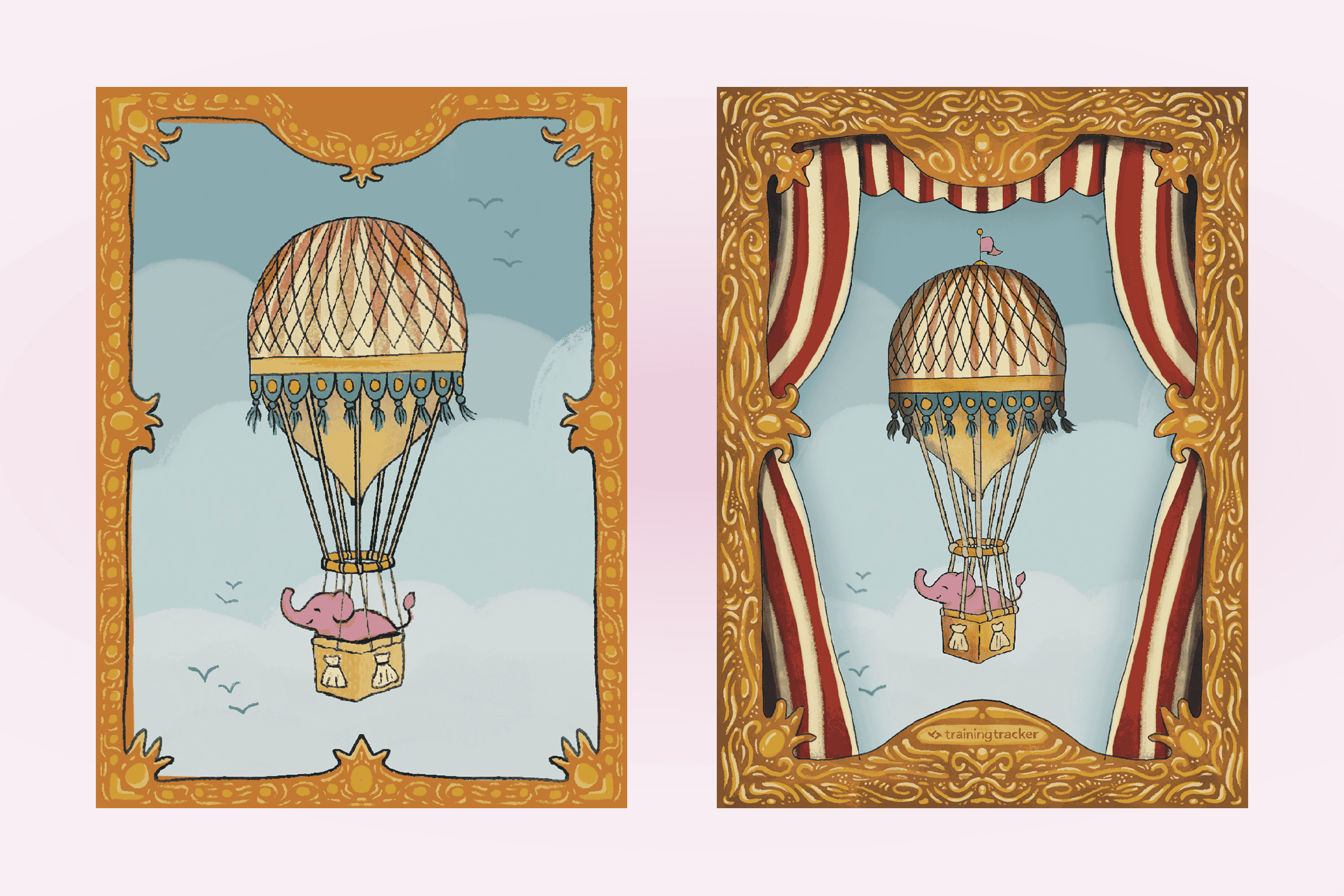 In progress box cover and final box cover designs