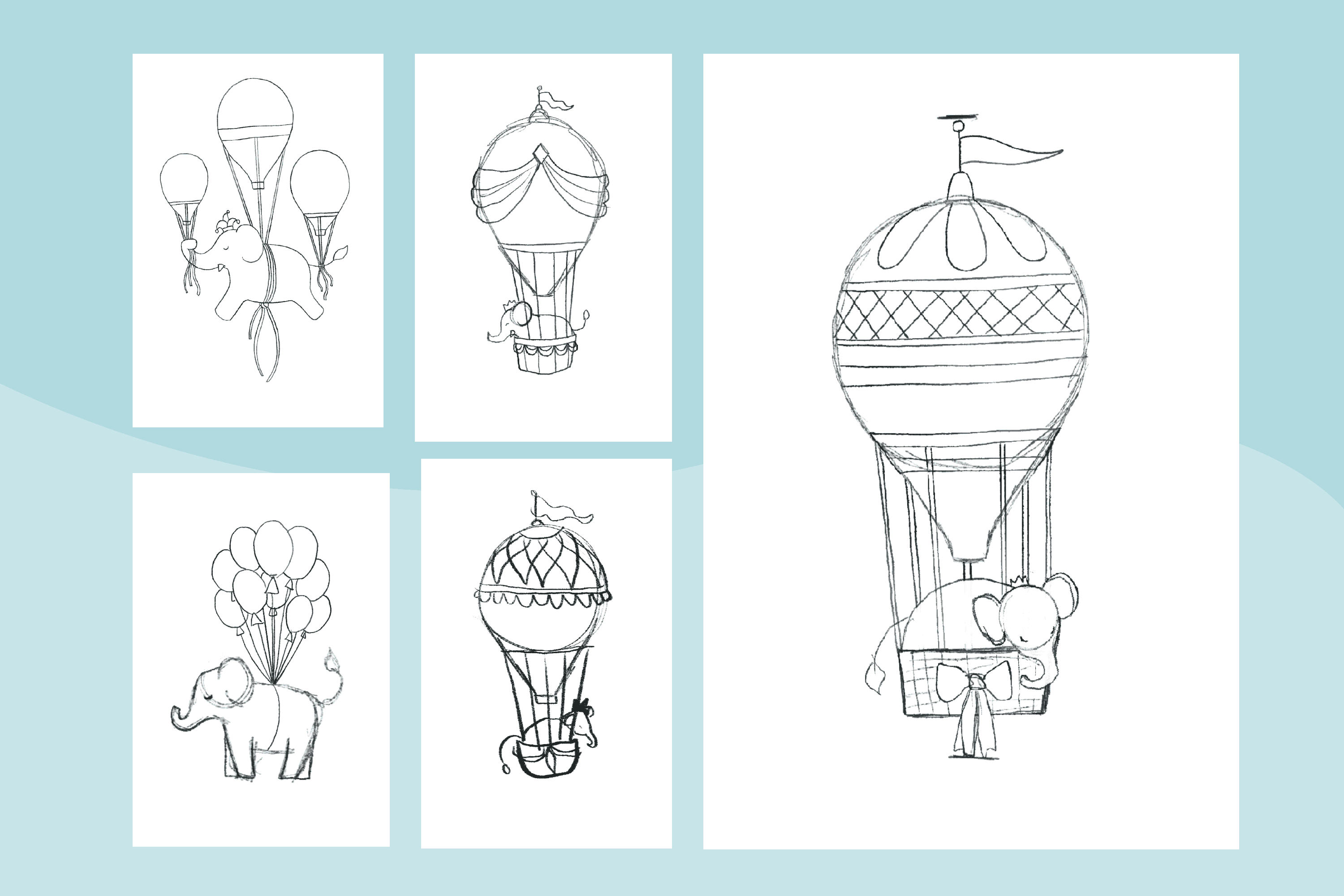 Sketches of the face card designs