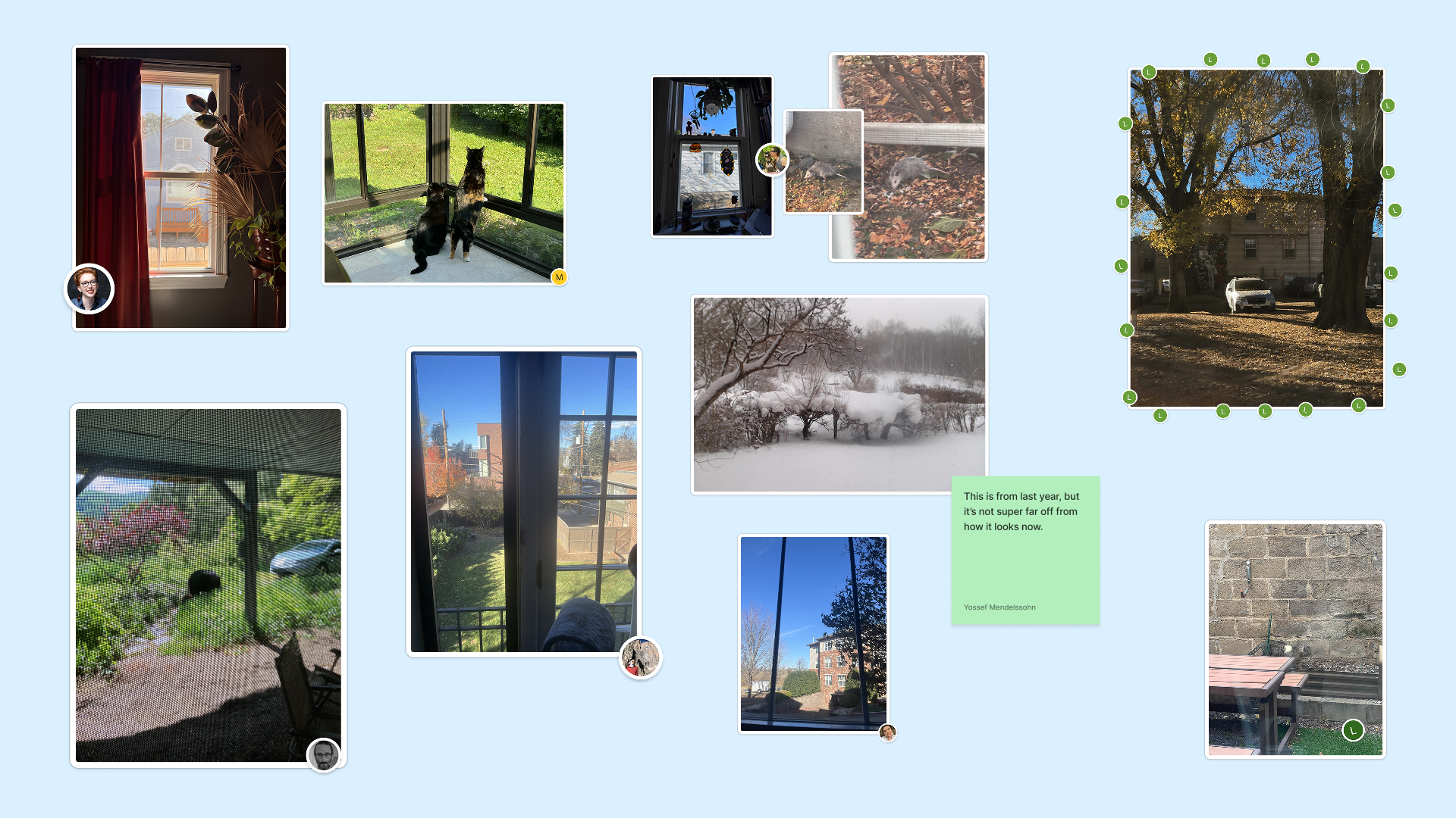 A collection of pictures showing the view from people's windows.