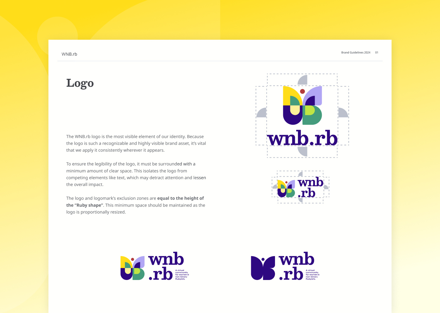 The new WNB.rb logo to the left of a laptop mockup of the rebranded WNB.rb marketing website homepage.